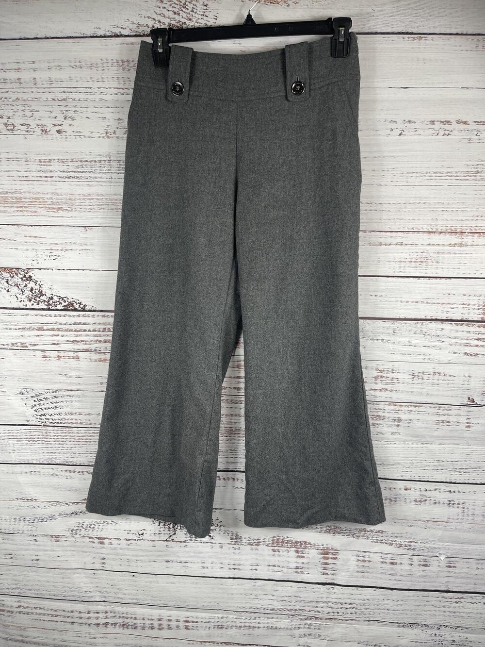 Burberry London Pants Women's Size Medium Gray Wool Blend Wide Leg Cropped